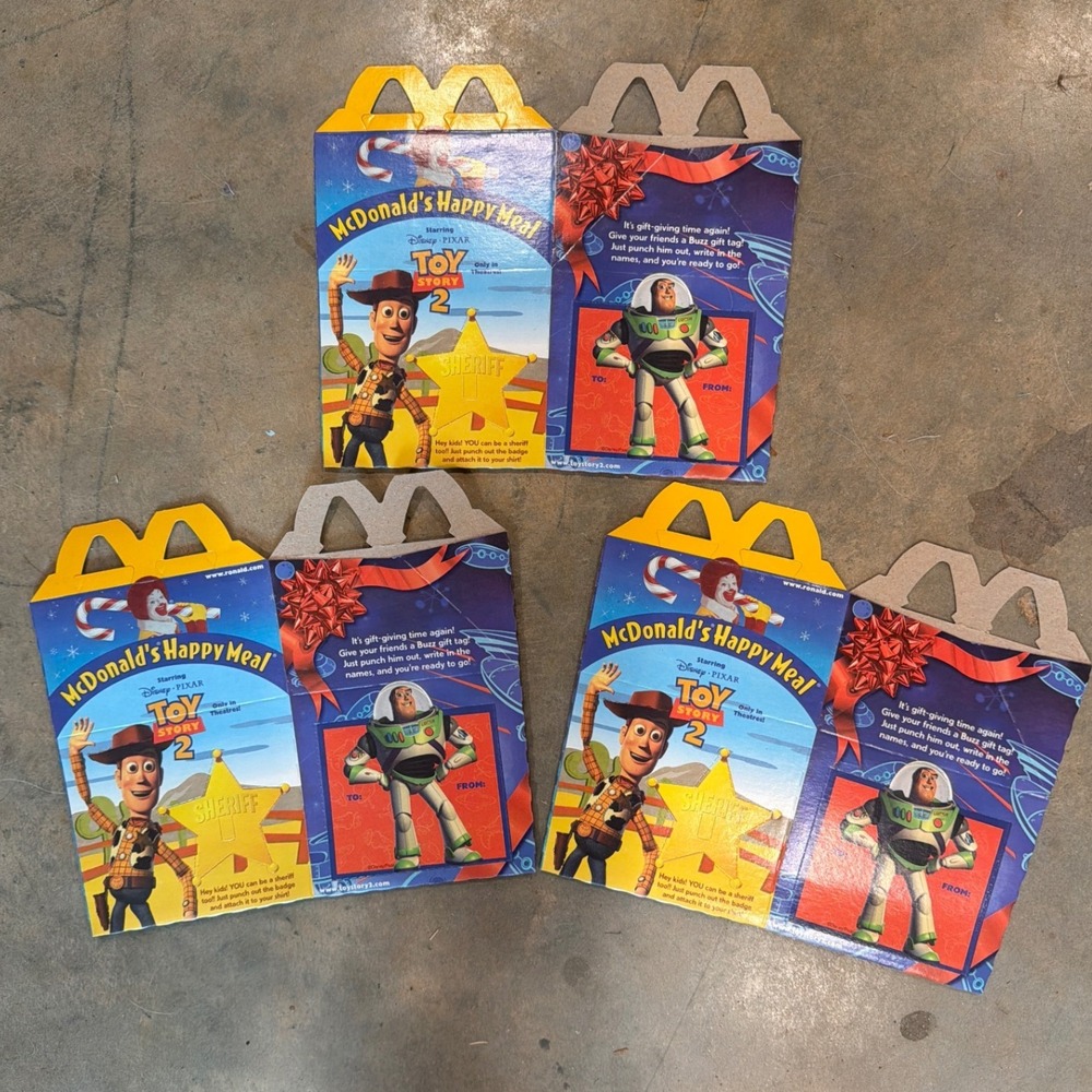 McDonalds Happy Meal Boxes Set of 3 Disney Toy Story 2 1999 Vintage Multicolor